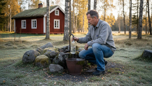 Vid landsbrunnar tas regelbundet vattenprover för att kontrollera vattenkvaliteten.