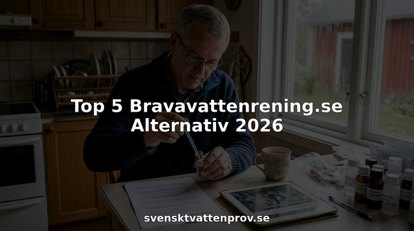 En man förbereder ett testkit för att analysera sitt dricksvatten hemma.