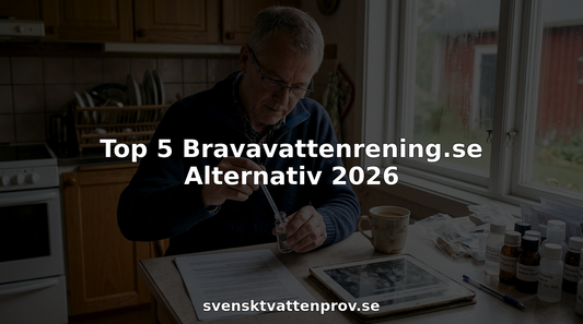 En man förbereder ett testkit för att analysera sitt dricksvatten hemma.