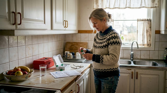 Homeowner preparing water sample at kitchen
