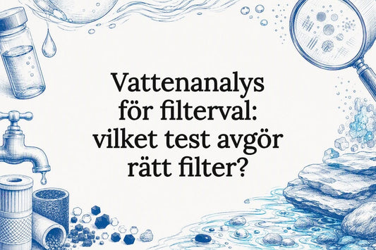 Dekorativ titelbild med vattenprov och filterdetaljer