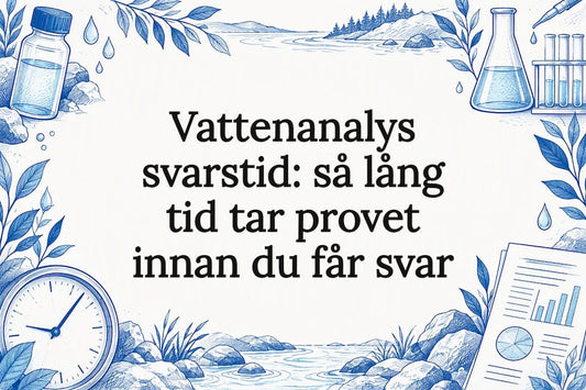 Omslagsbild med vattenprov och laboratorieklocka