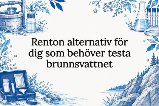 Dekorativ titelbild med brunnsvatten och provflaska