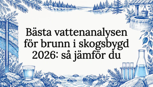 Illustrerad omslagsbild om vattenanalys i skogsområde