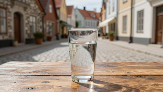 Klarvatten i Visby med historisk stadsmiljö i bakgrunden.